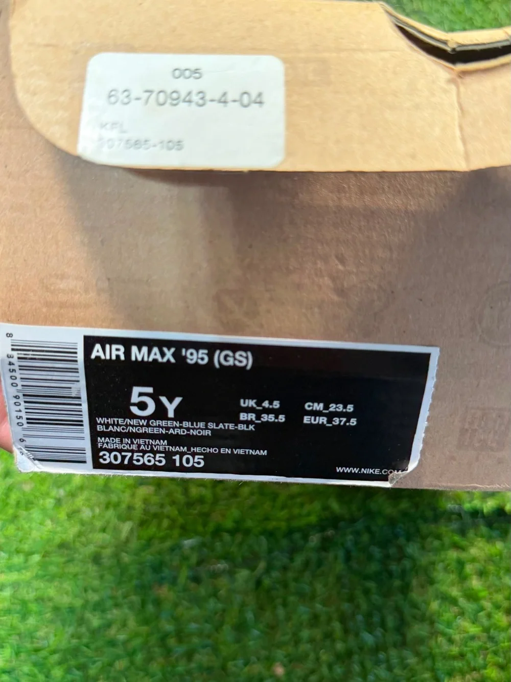Nike Air Max 95 GS New Green Blue Slate 307565-105 Size 5Y Vintage 2009 OG Box